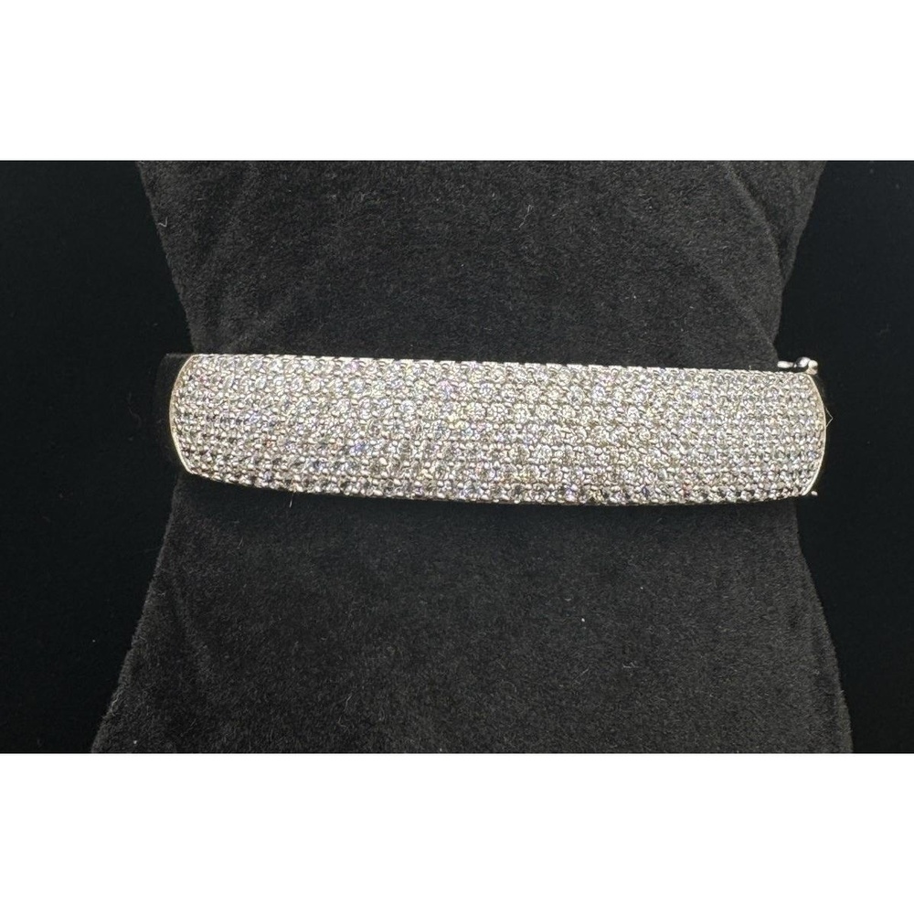 Sterling Silver 7 Row‎ Icy Pave Crystal Hinged Bangle Bracelet 7 Sparkle